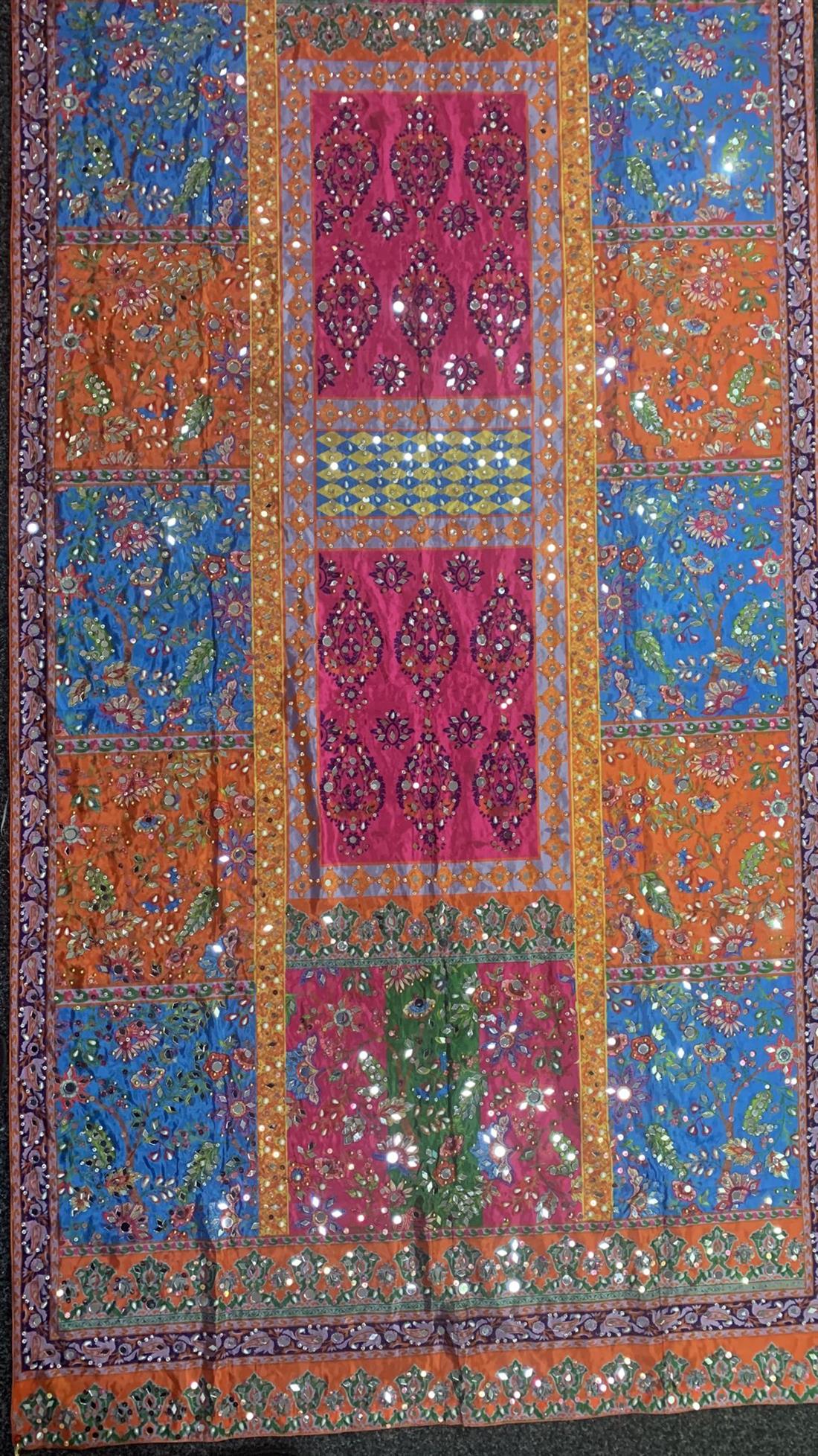 Multicolour Mirror Work Silk Dupatta