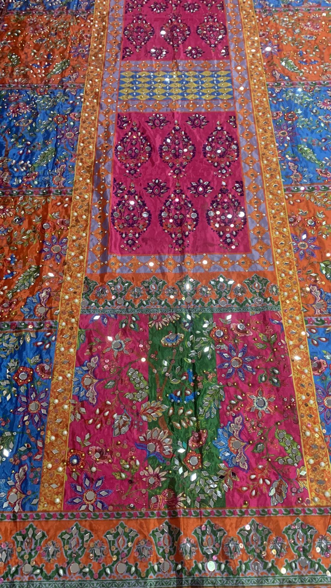 Multicolour Mirror Work Silk Dupatta