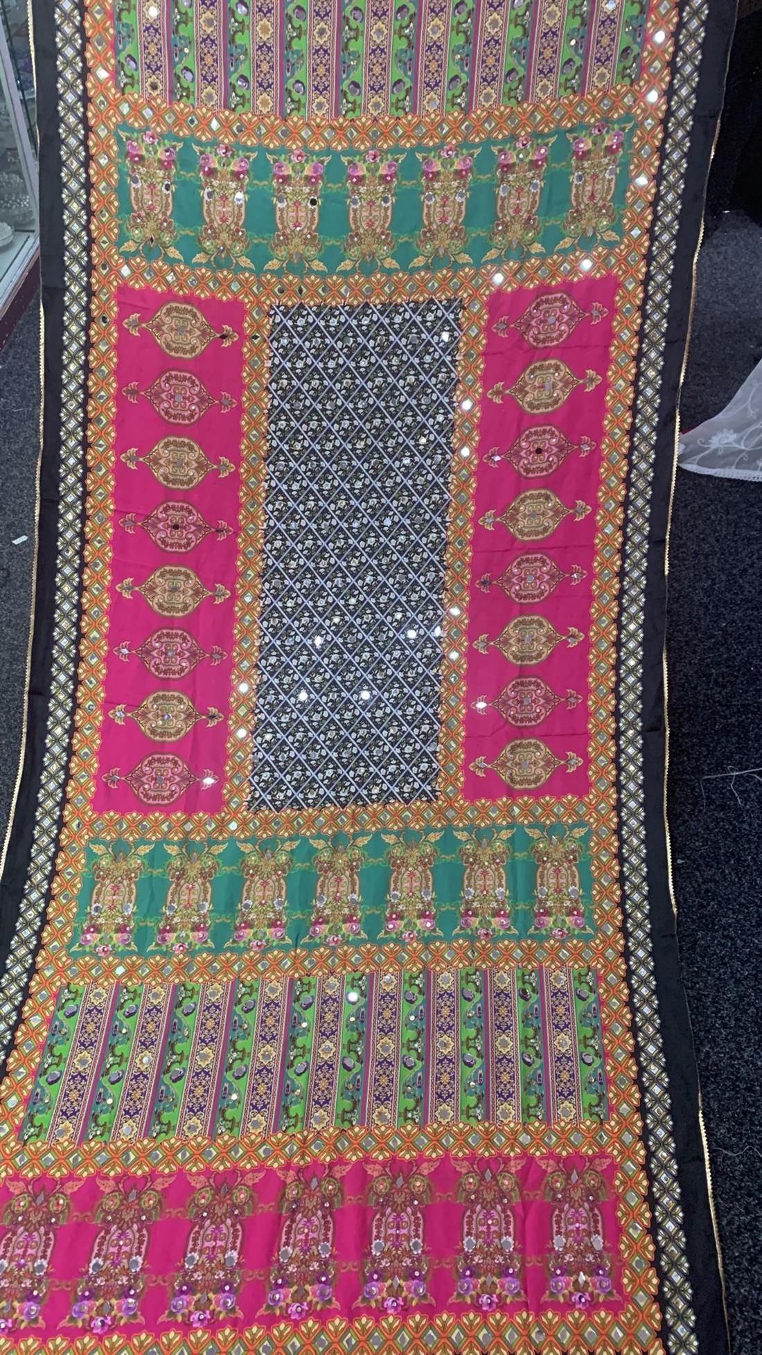 Multicolour Mirror Work Silk Dupatta