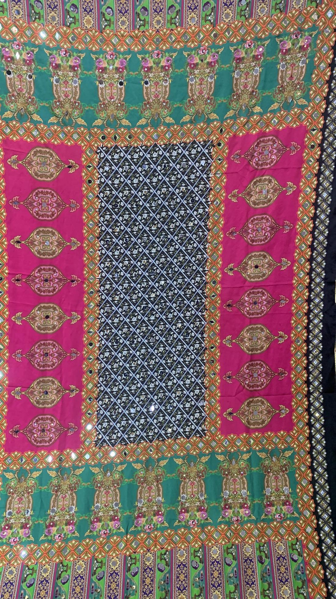 Multicolour Mirror Work Silk Dupatta