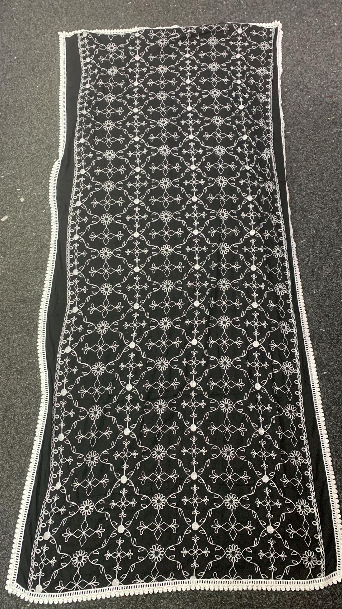 Black & White Emb Chiffon Dupatta