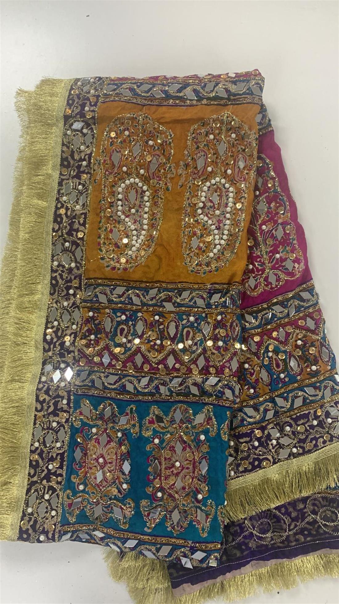 Multicolour Mirror Work Silk Dupatta