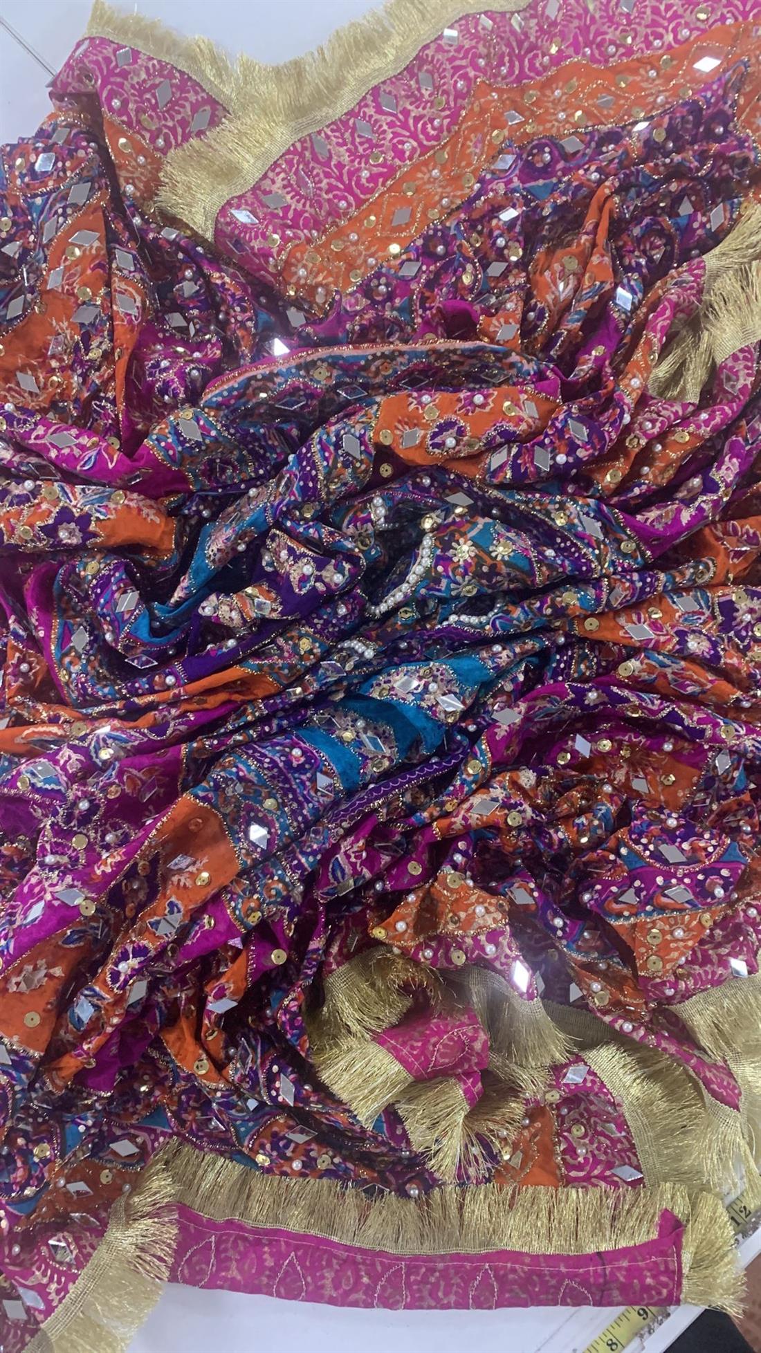 Multicolour Mirror Work Silk Dupatta