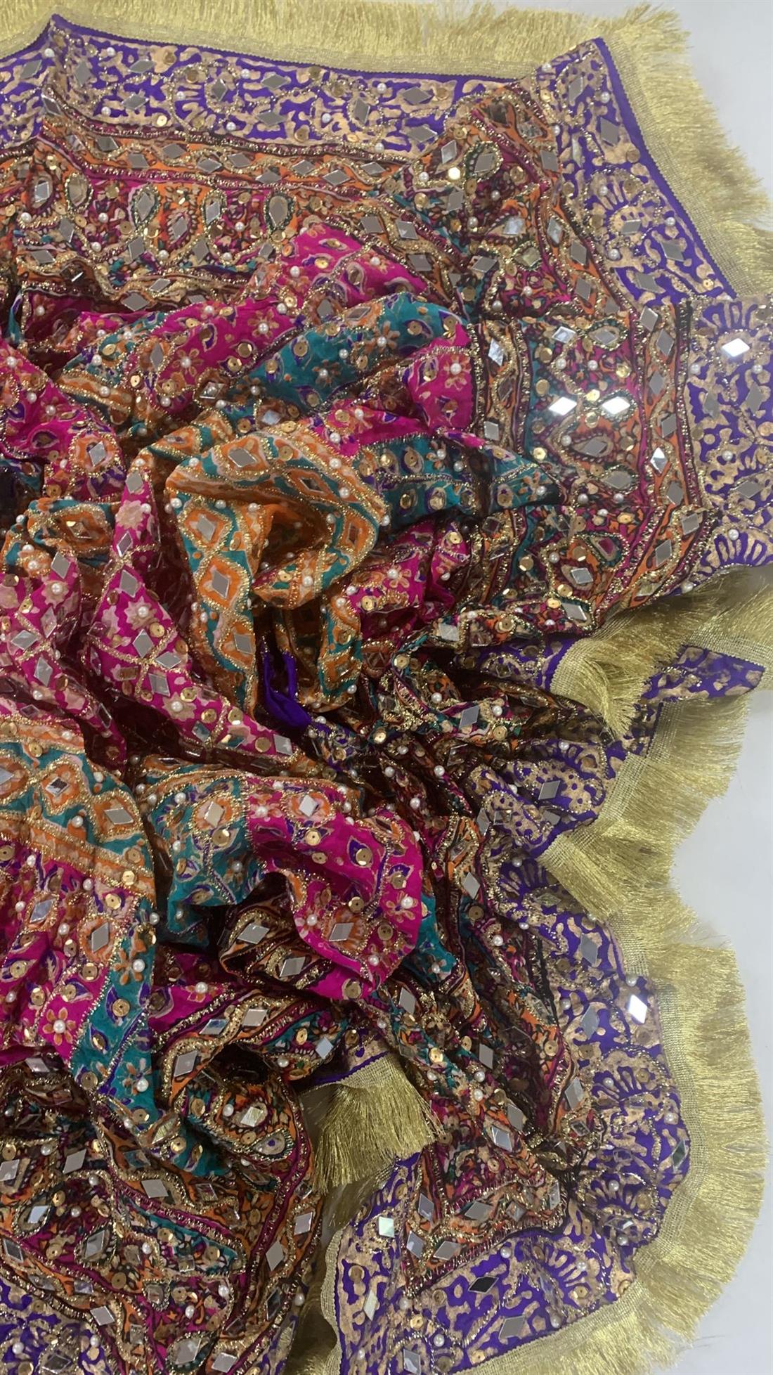 Multicolour Mirror Work Silk Dupatta