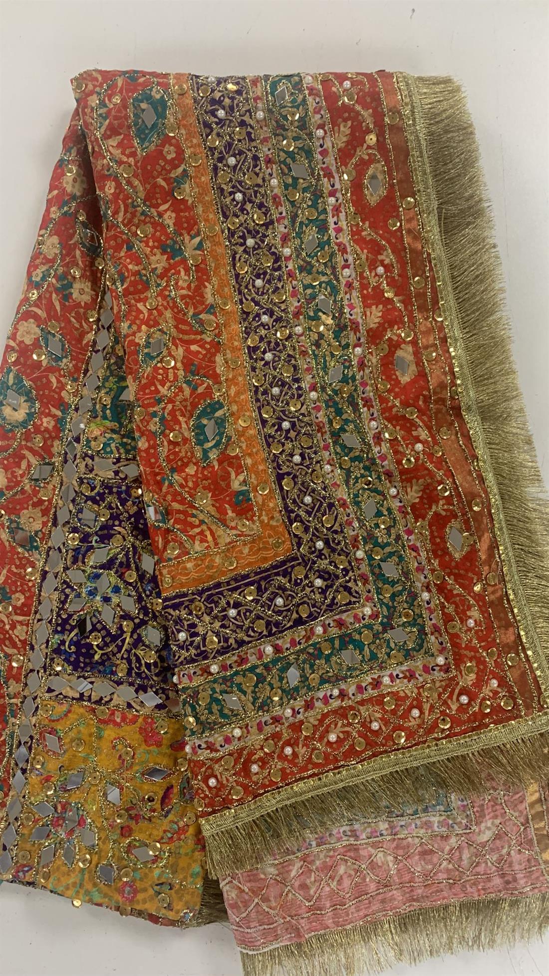 Multicolour Mirror Work Silk Dupatta