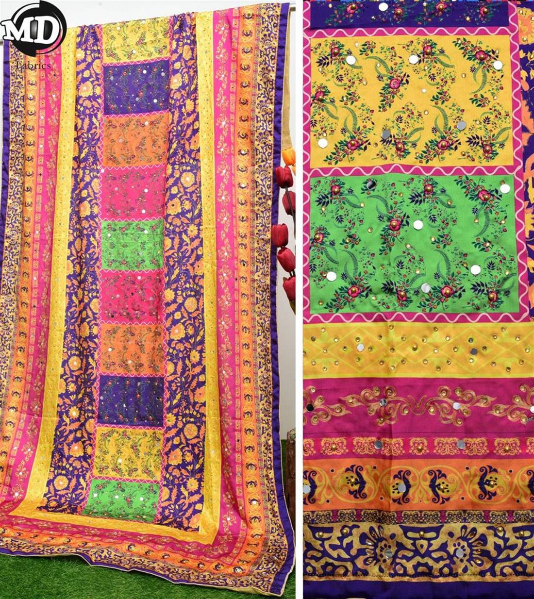 Multicolour Mirror Work Satin Dupatta