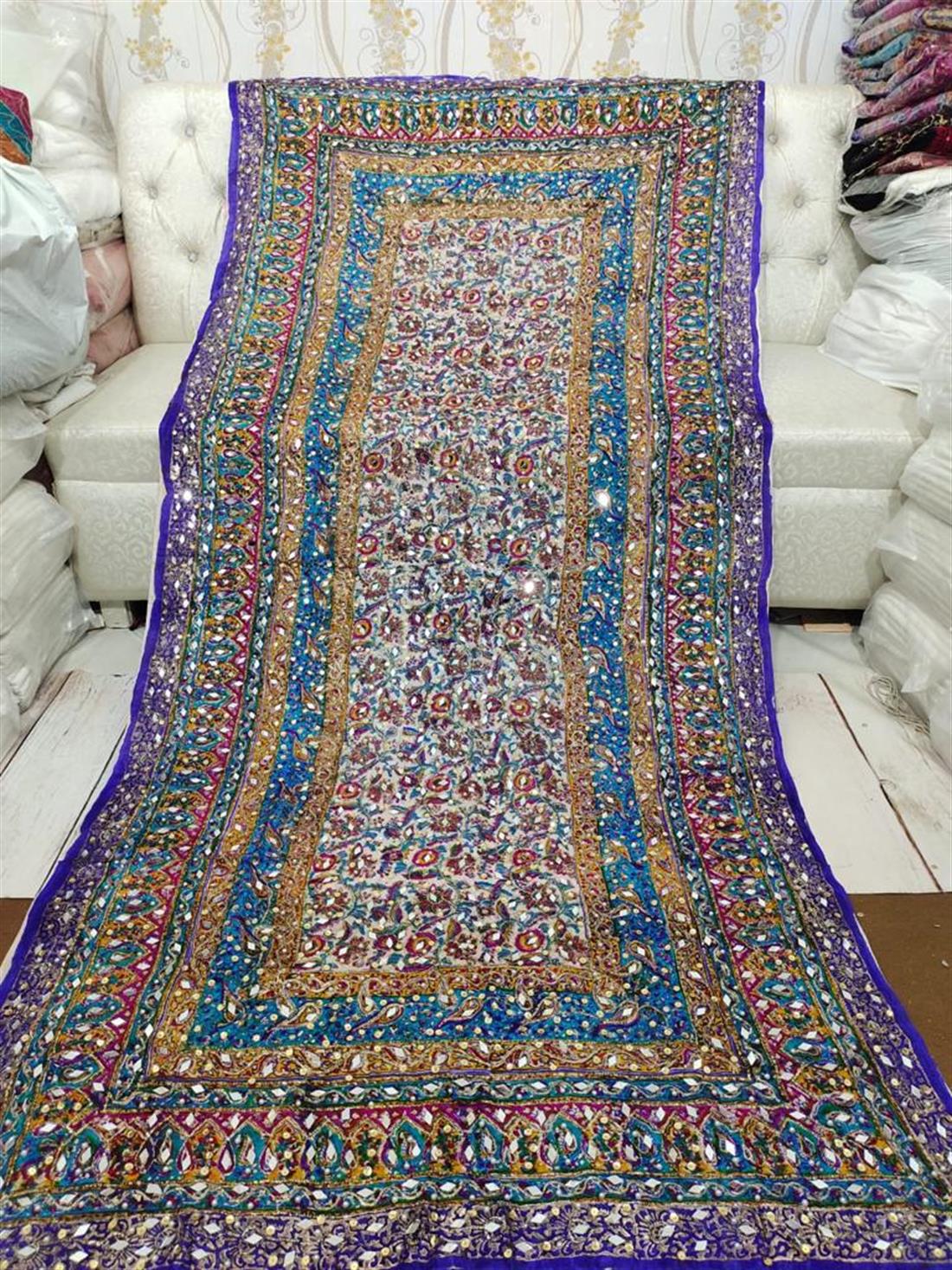 Multicolour Mirror Work Silk Dupatta
