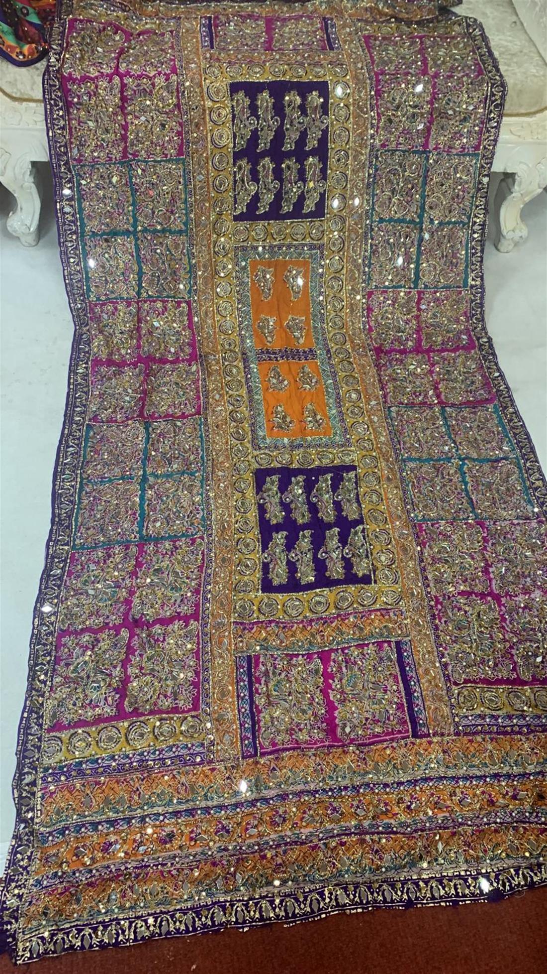 Multicolour Mirror Work Silk Dupatta
