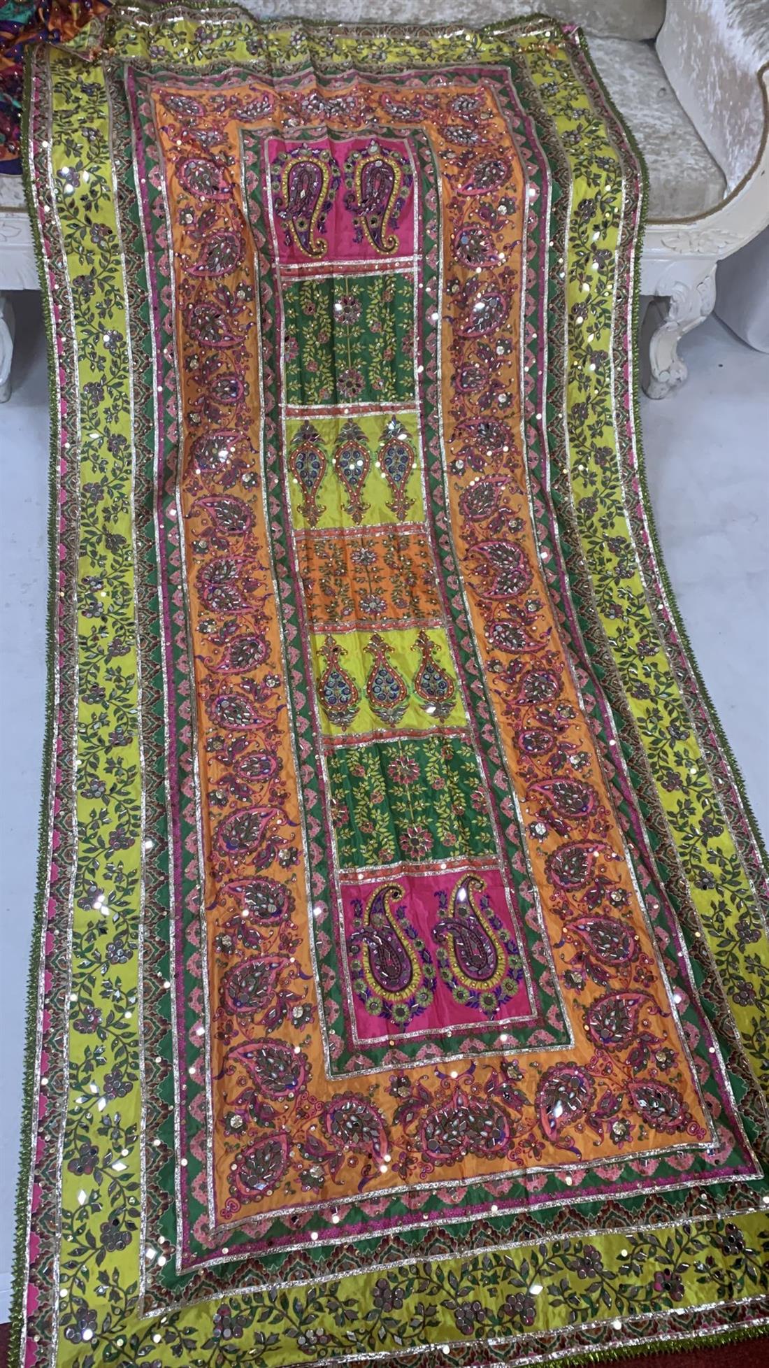 Multicolour Mirror Work Silk Dupatta