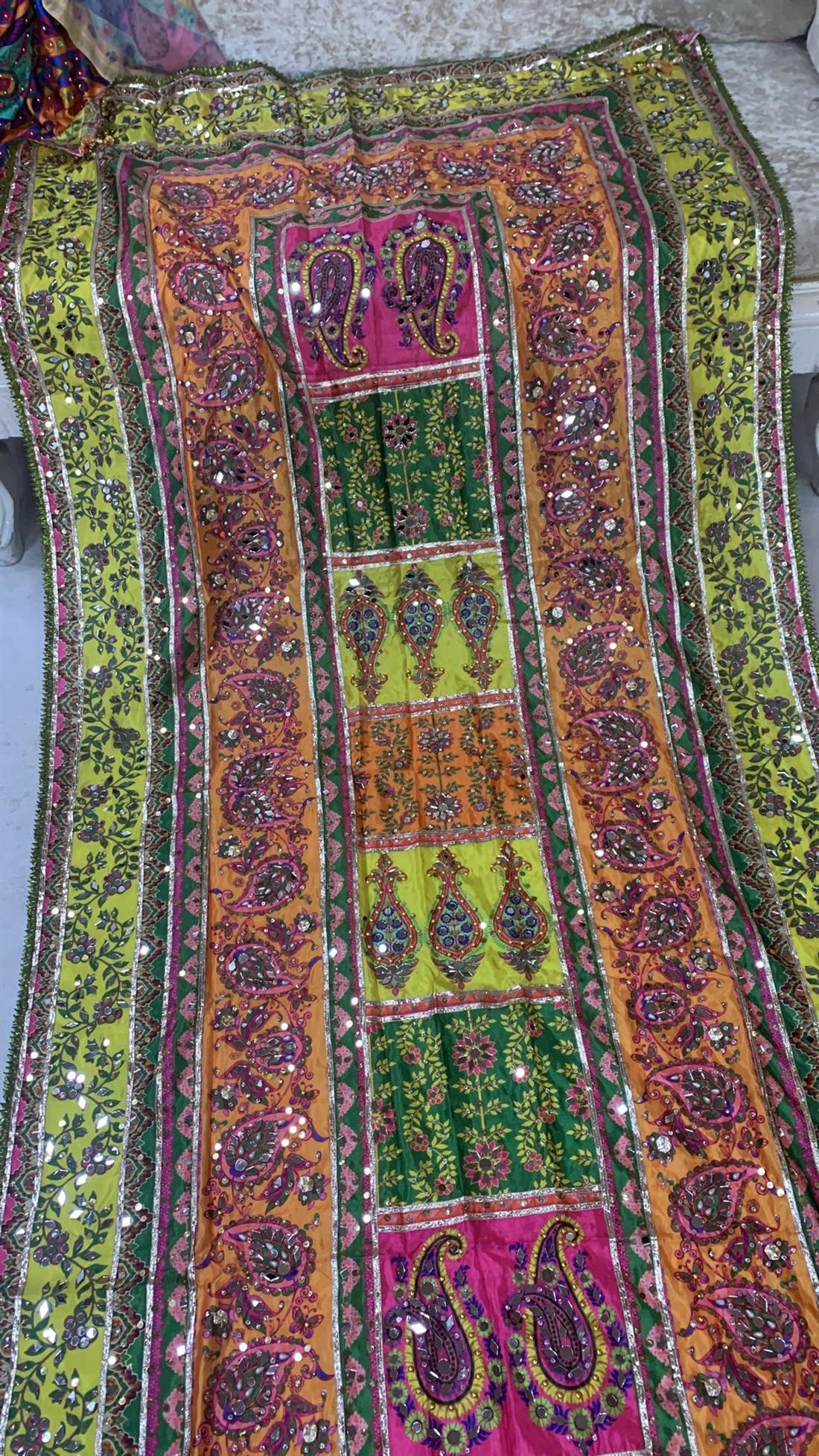 Multicolour Mirror Work Silk Dupatta