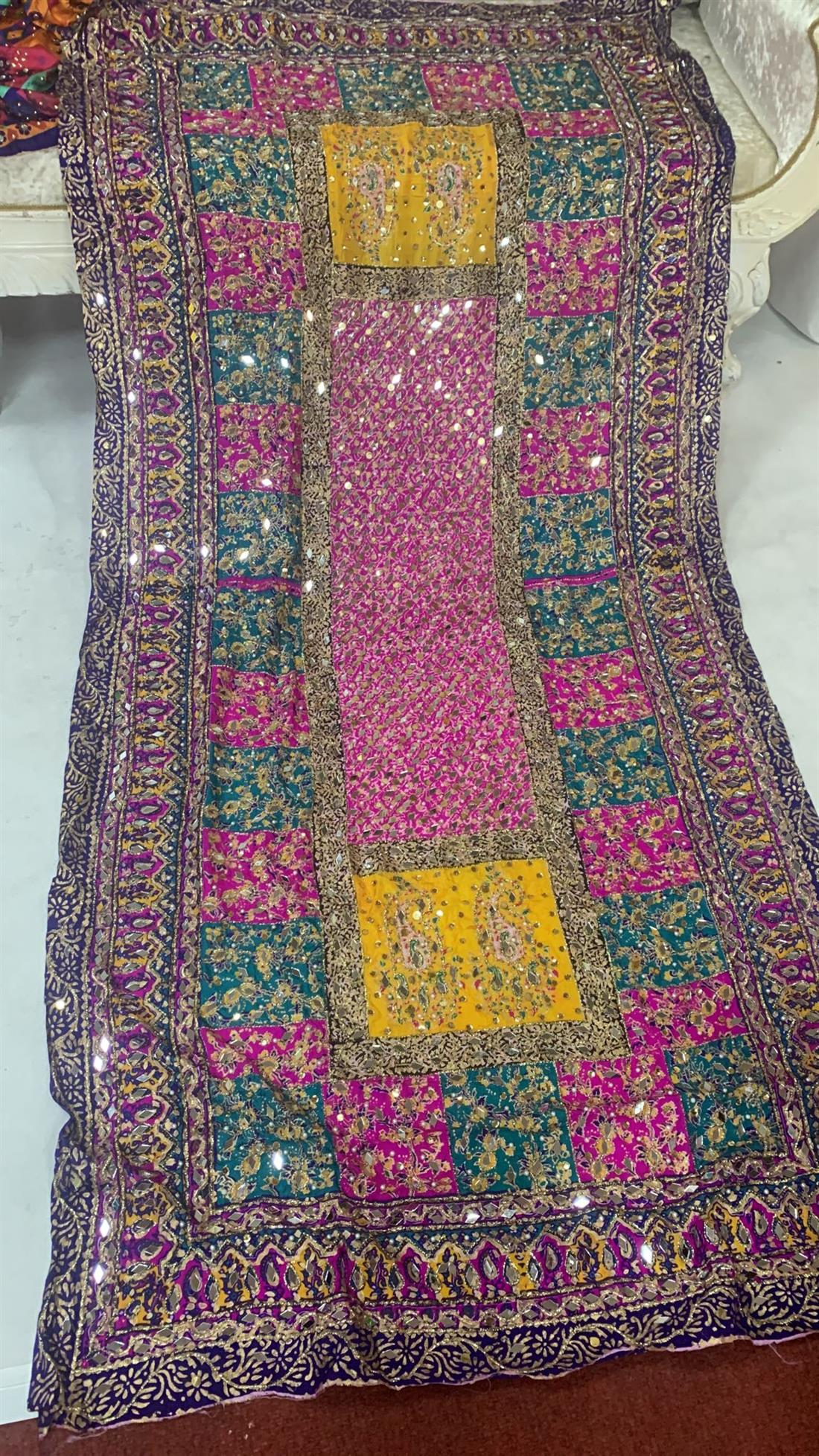 Multicolour Mirror Work Silk Dupatta