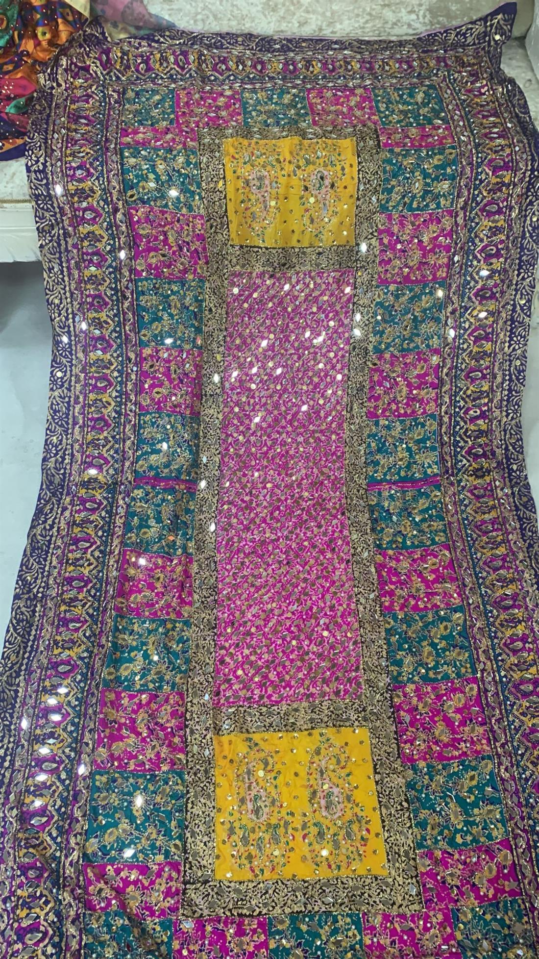 Multicolour Mirror Work Silk Dupatta