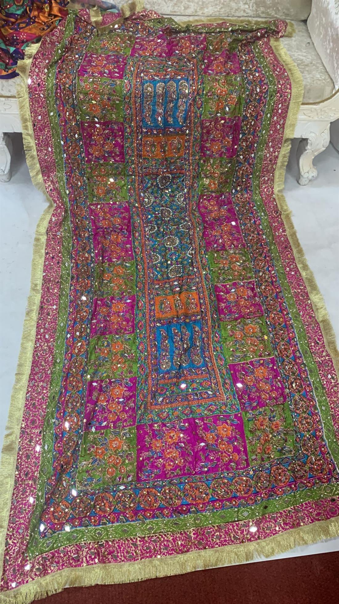 Multicolour Mirror Work Silk Dupatta