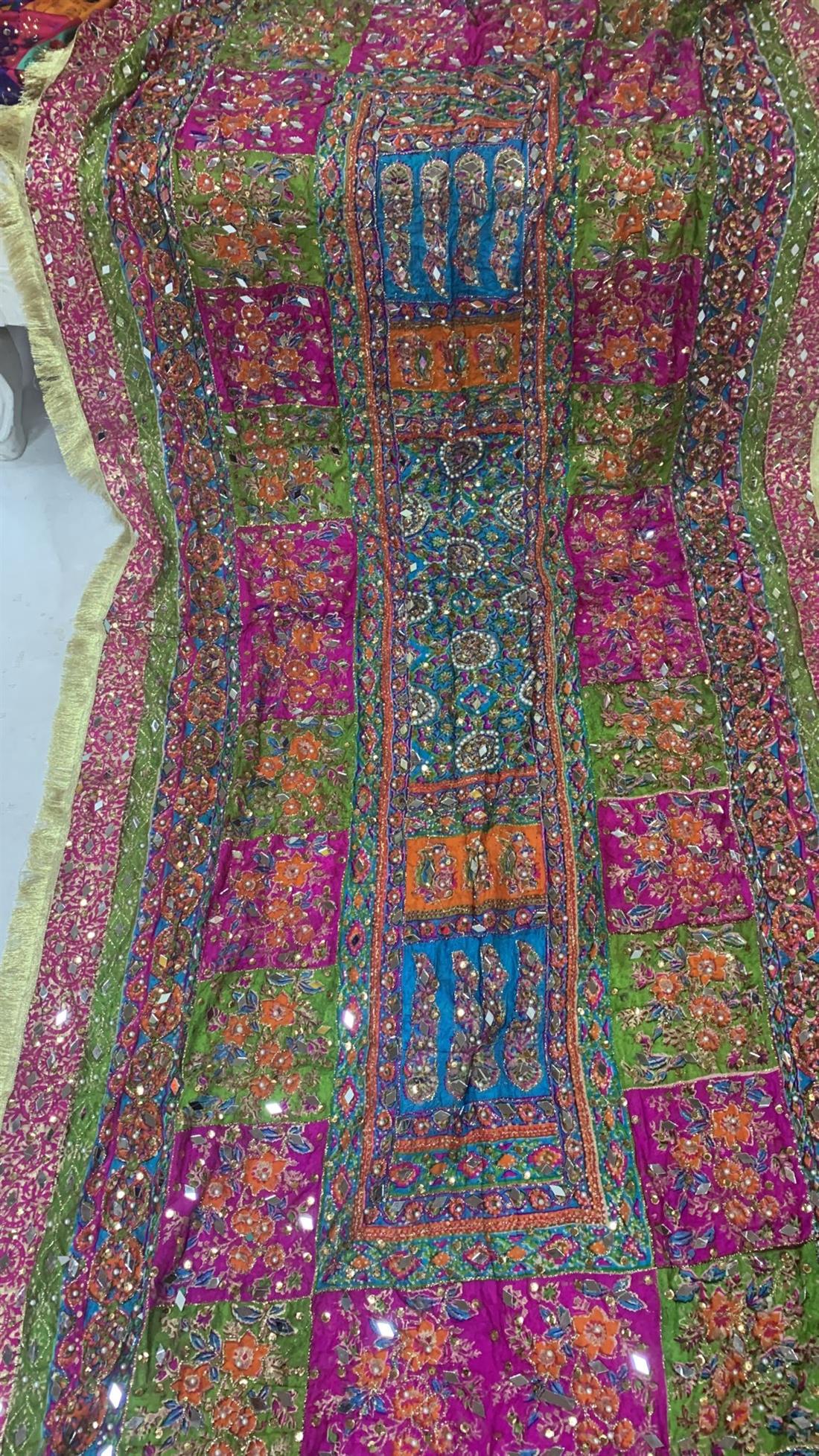Multicolour Mirror Work Silk Dupatta