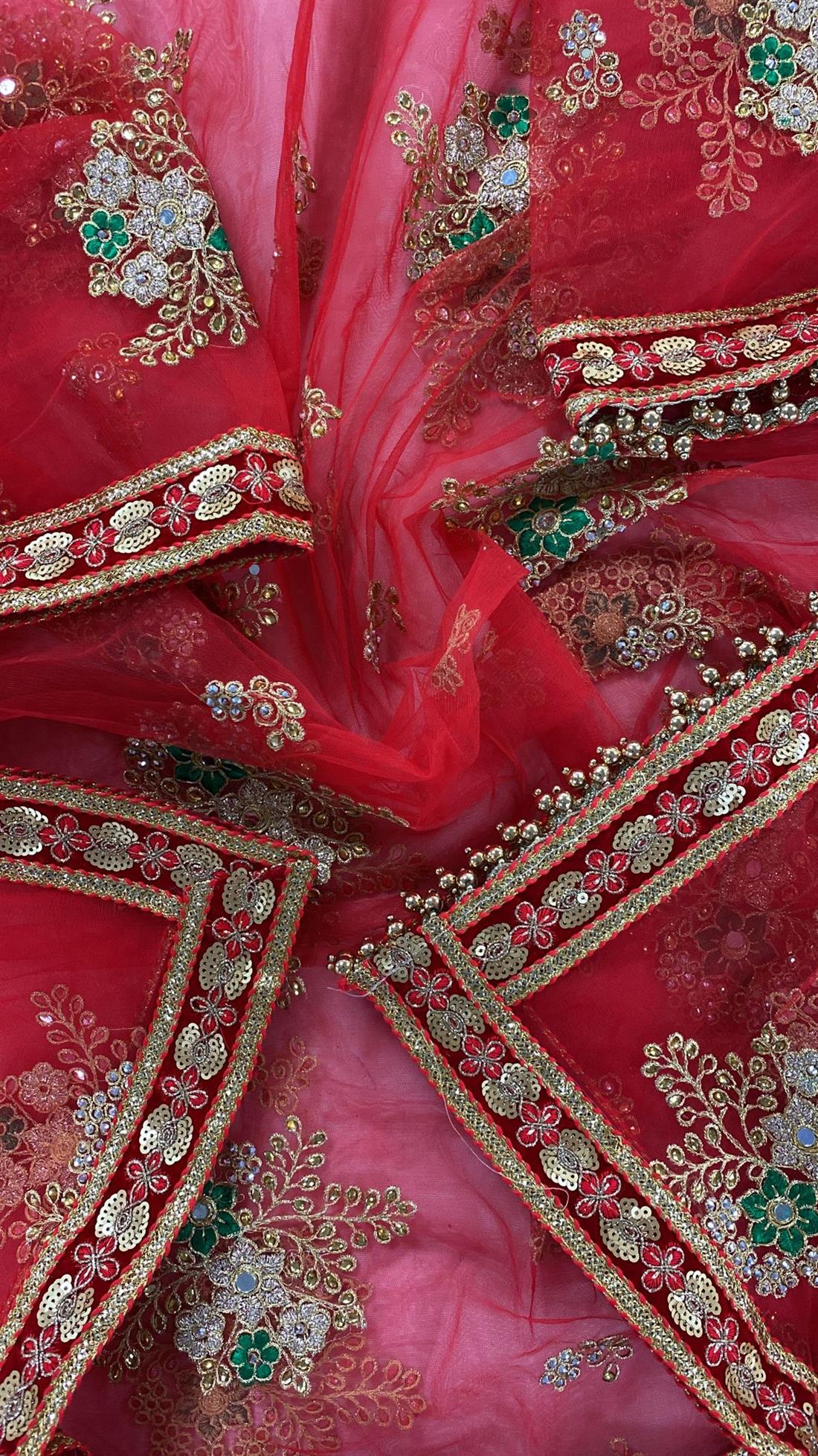 Red Emb Dupatta