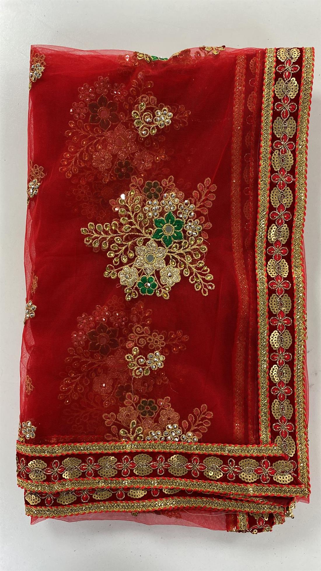 Red Emb Dupatta