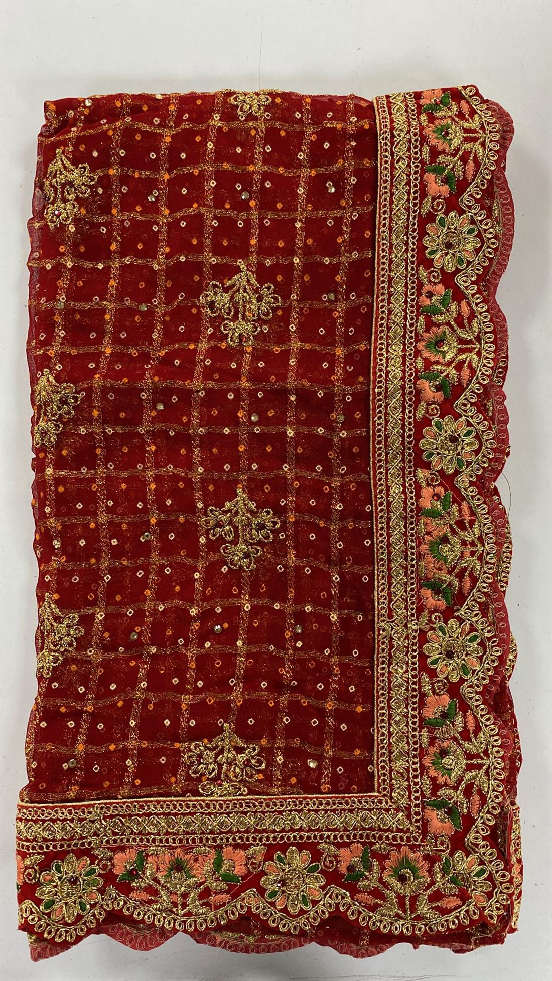 Red Emb Dupatta