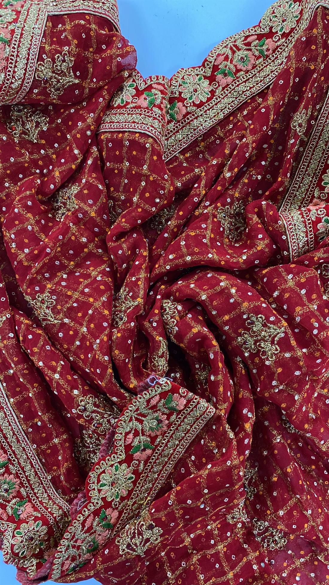 Red Emb Dupatta