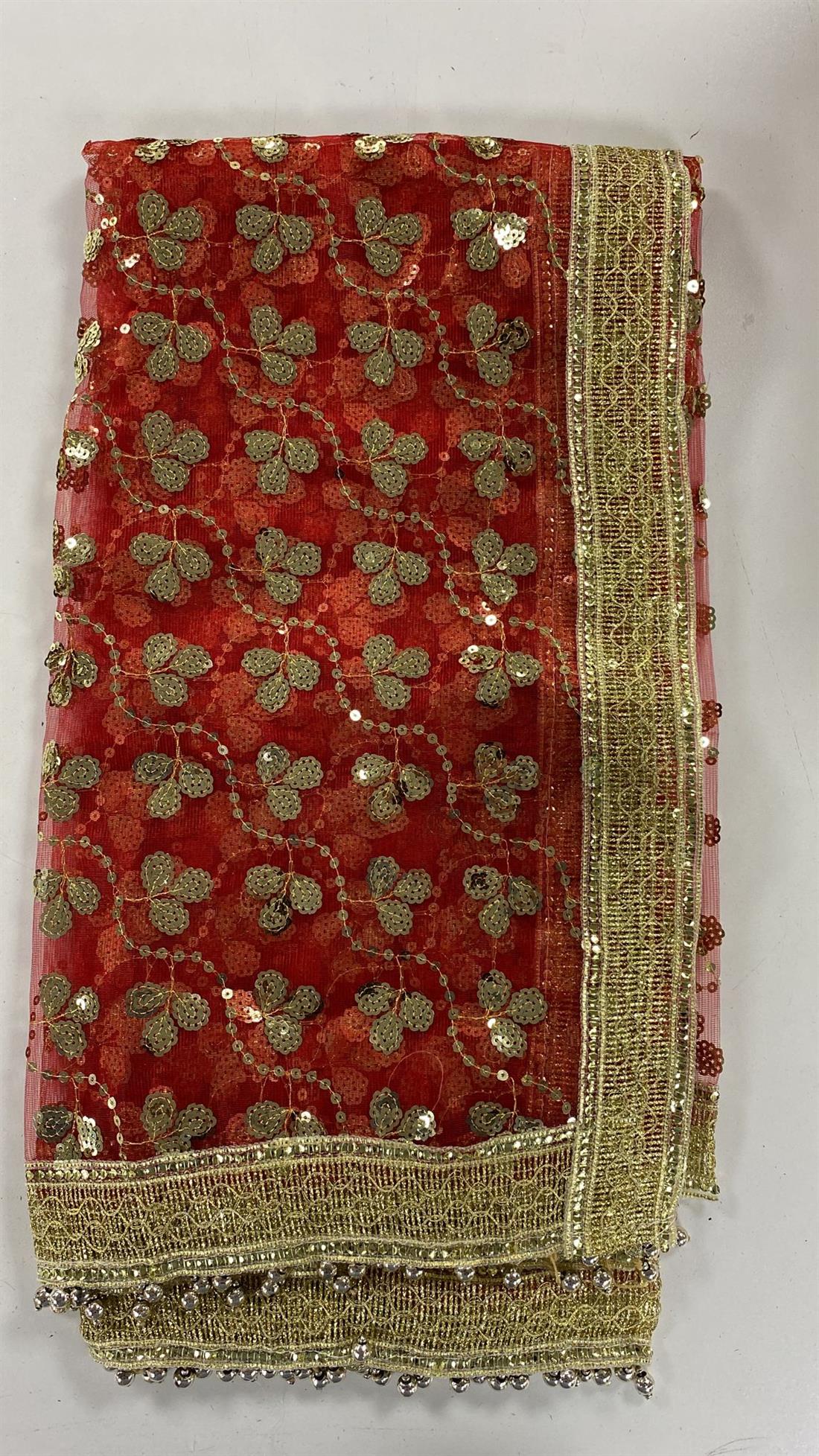 Red Emb Dupatta