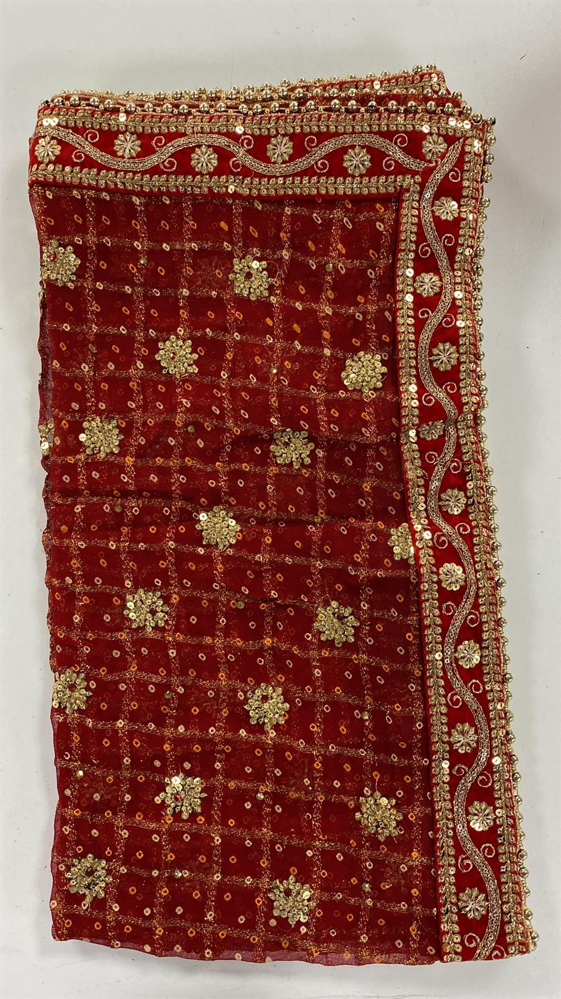 Red Emb Dupatta