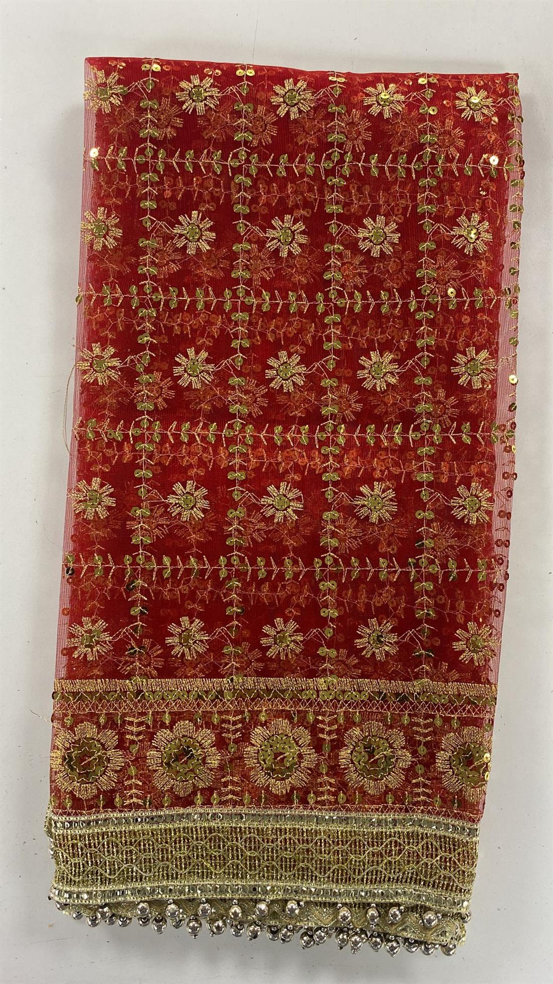 Red Organza Dupatta