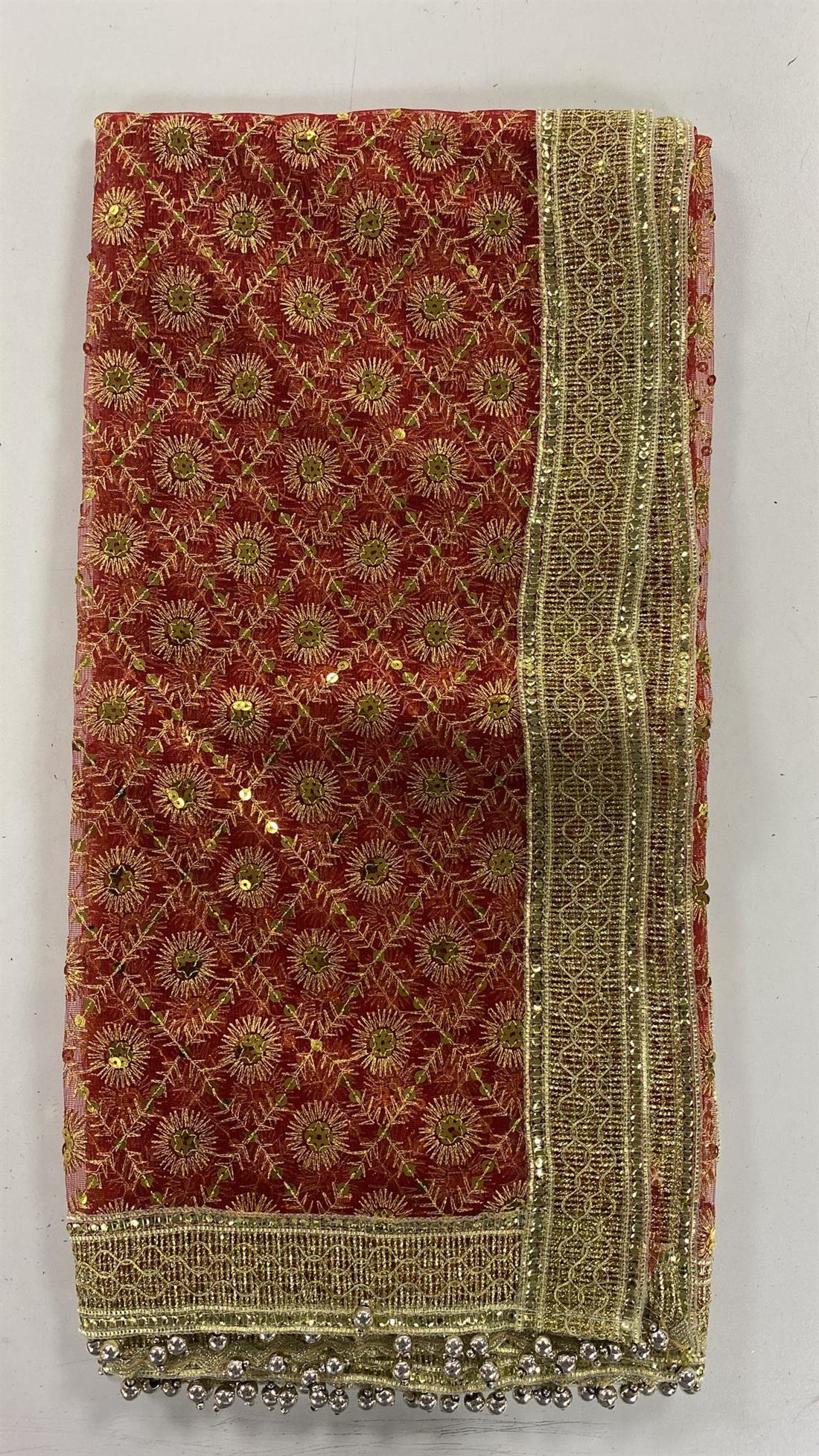 Red Organza Dupatta