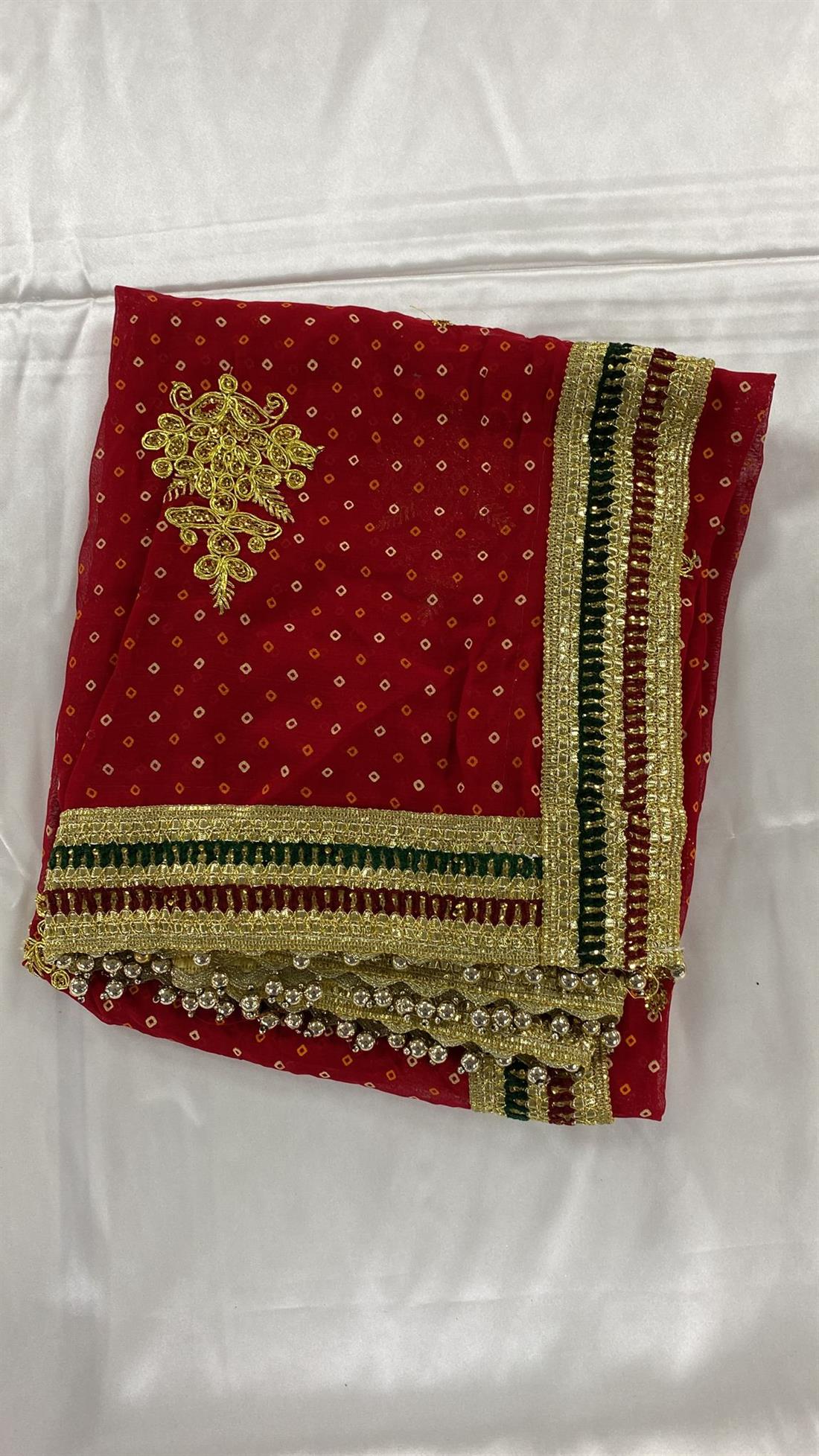 Red Organza Emb Dupatta