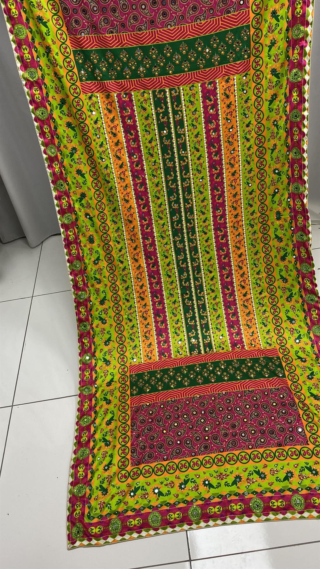 Green Multicolour Coloured Dupatta