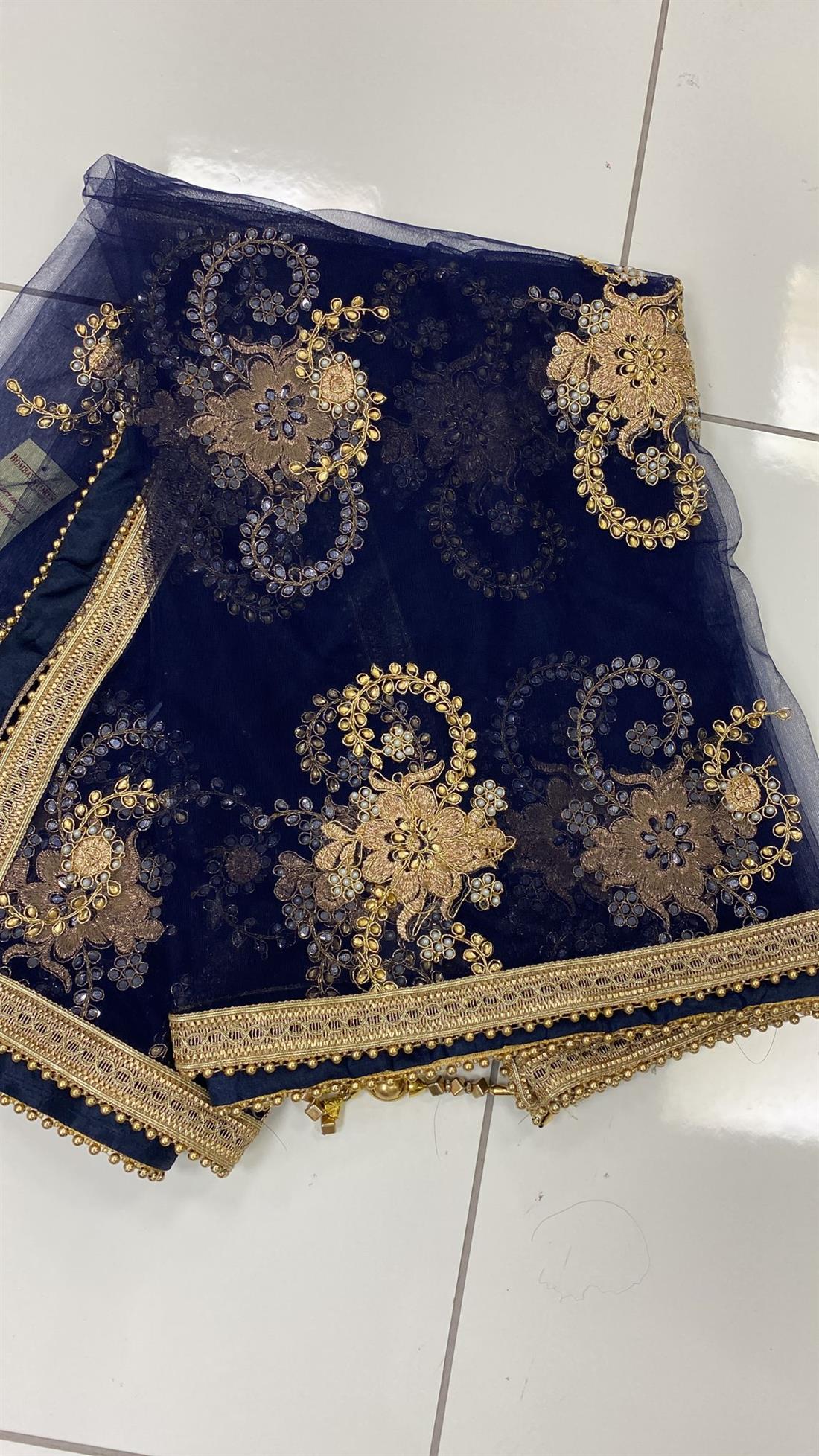 Navy Emb Net Dupatta