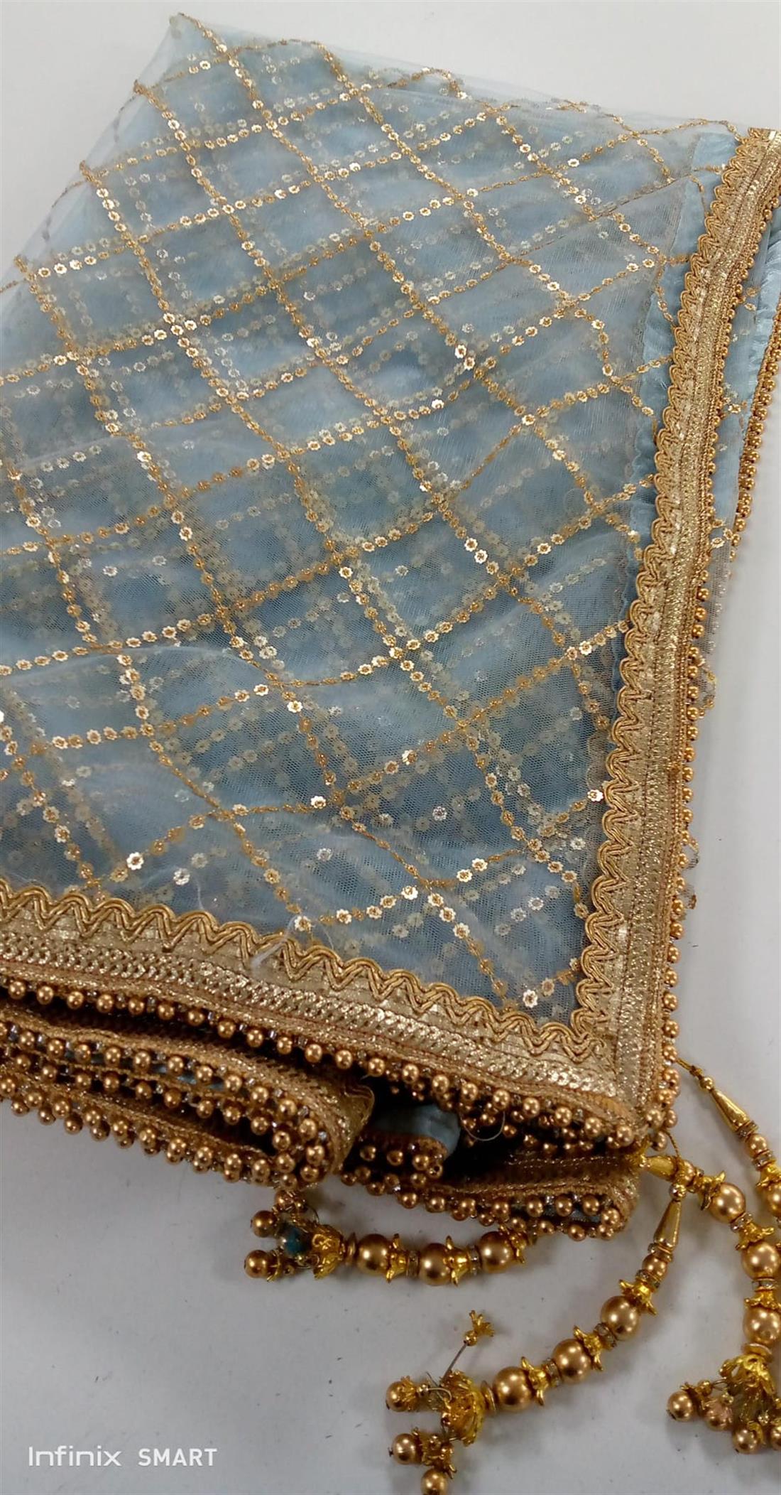 Sky Blue & Gold Ladies Dupatta