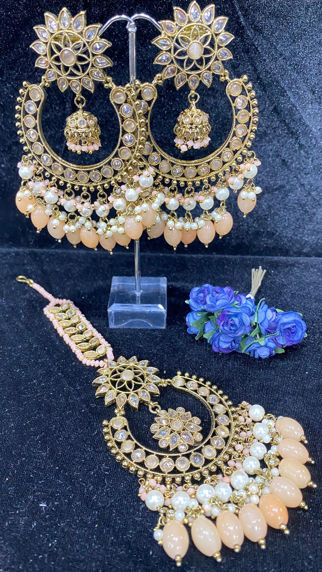 Gold & Peach Earrings
