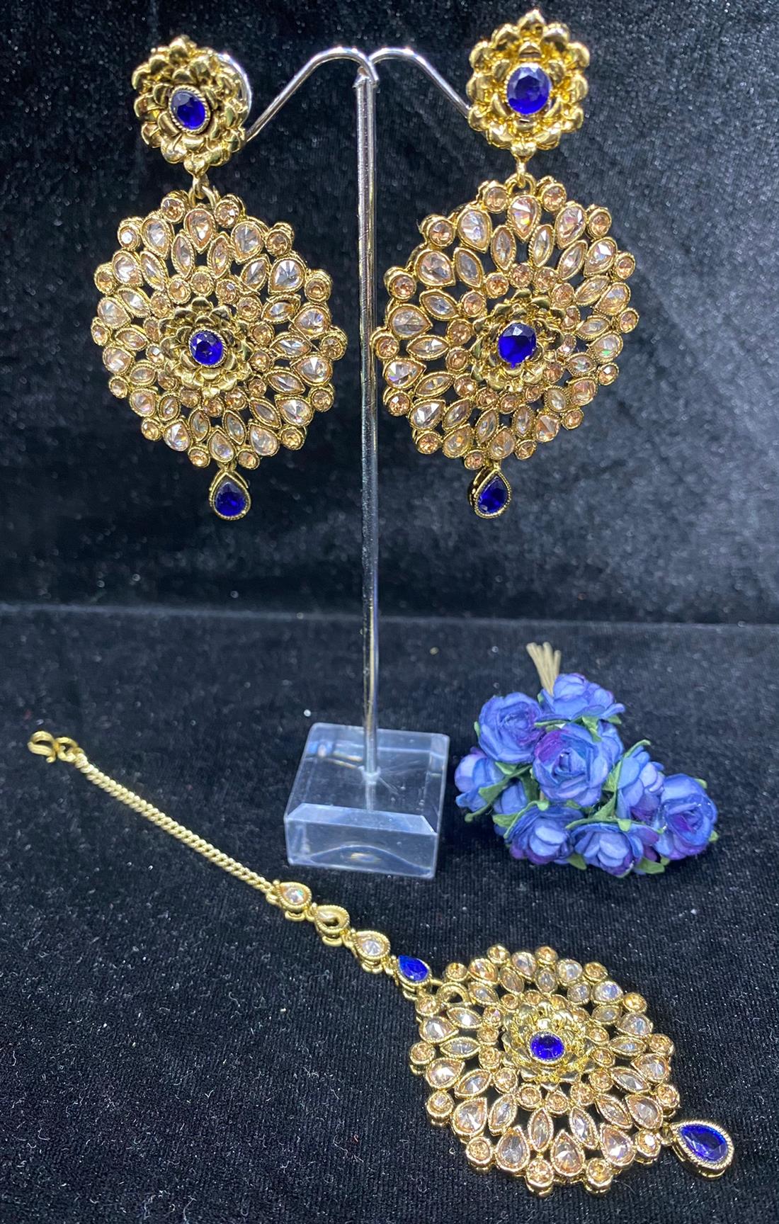 Gold & Blue Earrings