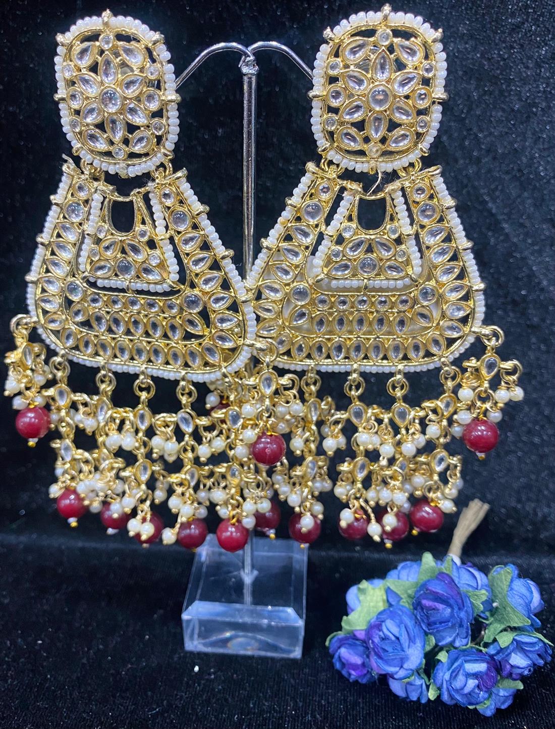 Gold & Maganta Earrings