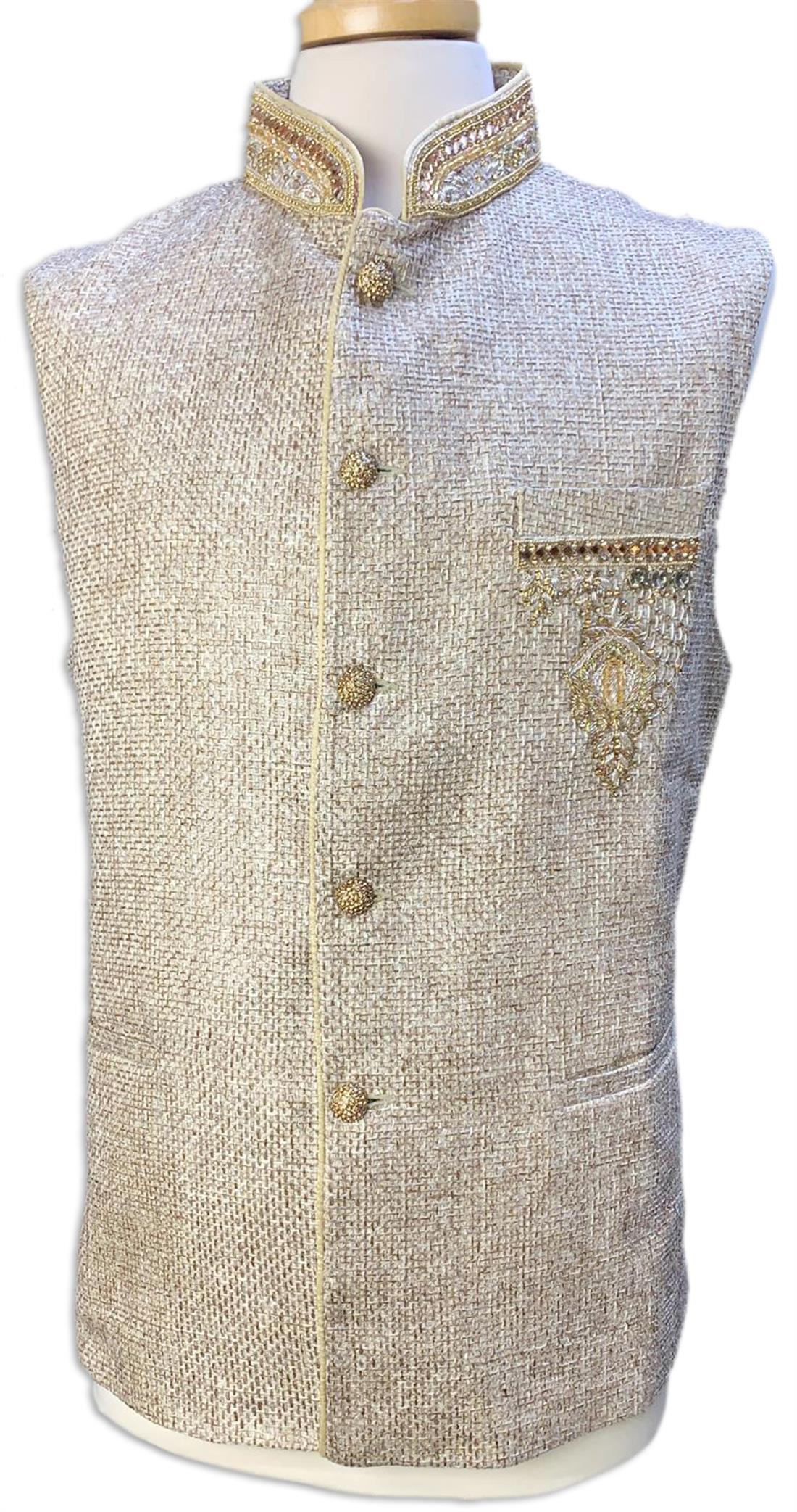 Gold Embroidered Mens Waistcoat