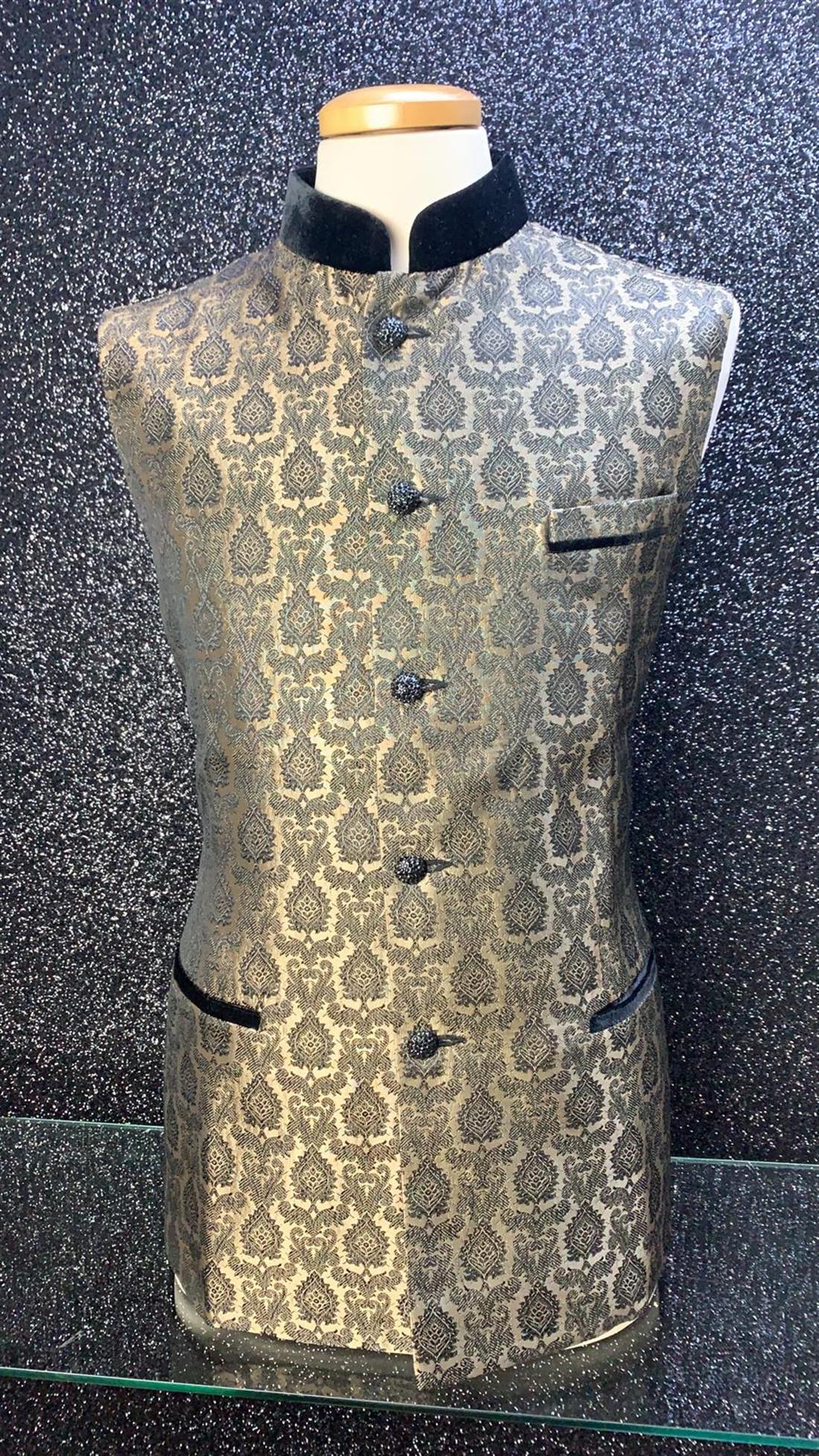 Black & Gold Velvet Waistcoat