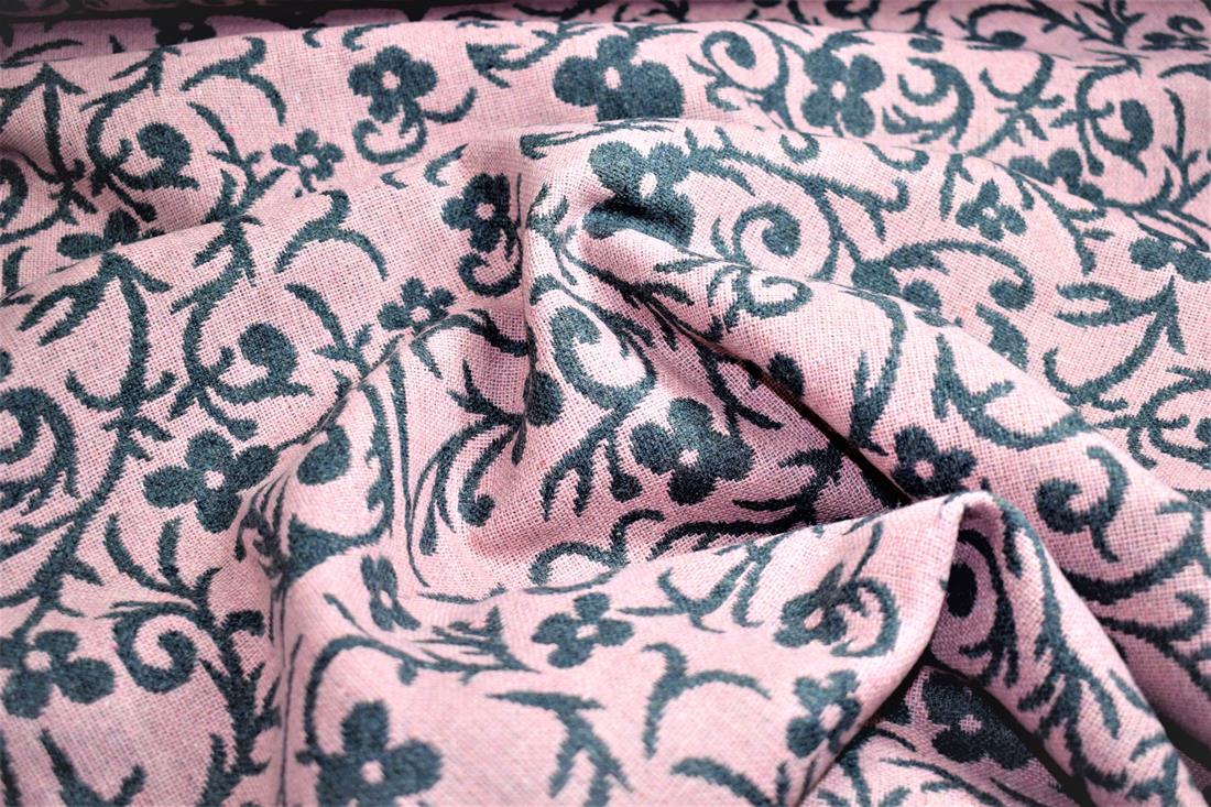Pink & Black Printed Wool, 150cm Width