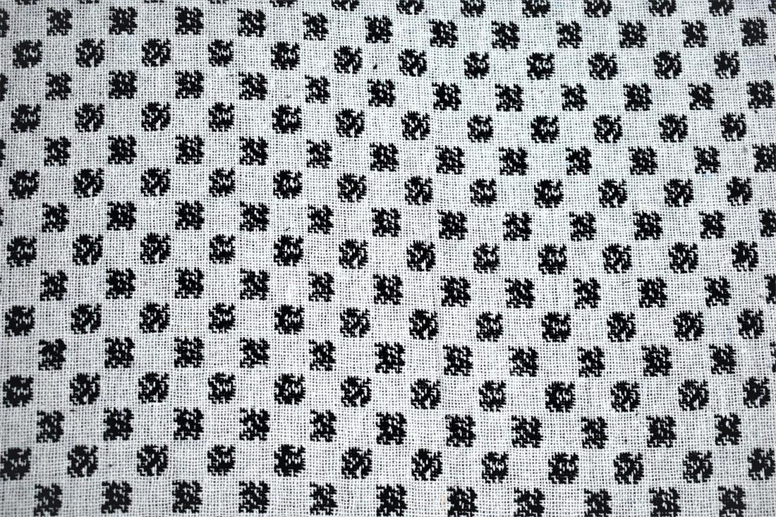 White & Black Printed Wool, , 150cm Width