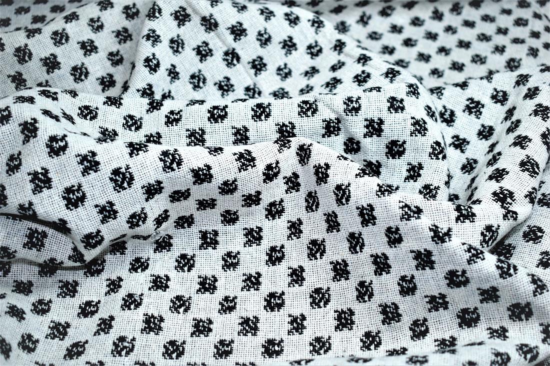 White & Black Printed Wool, , 150cm Width