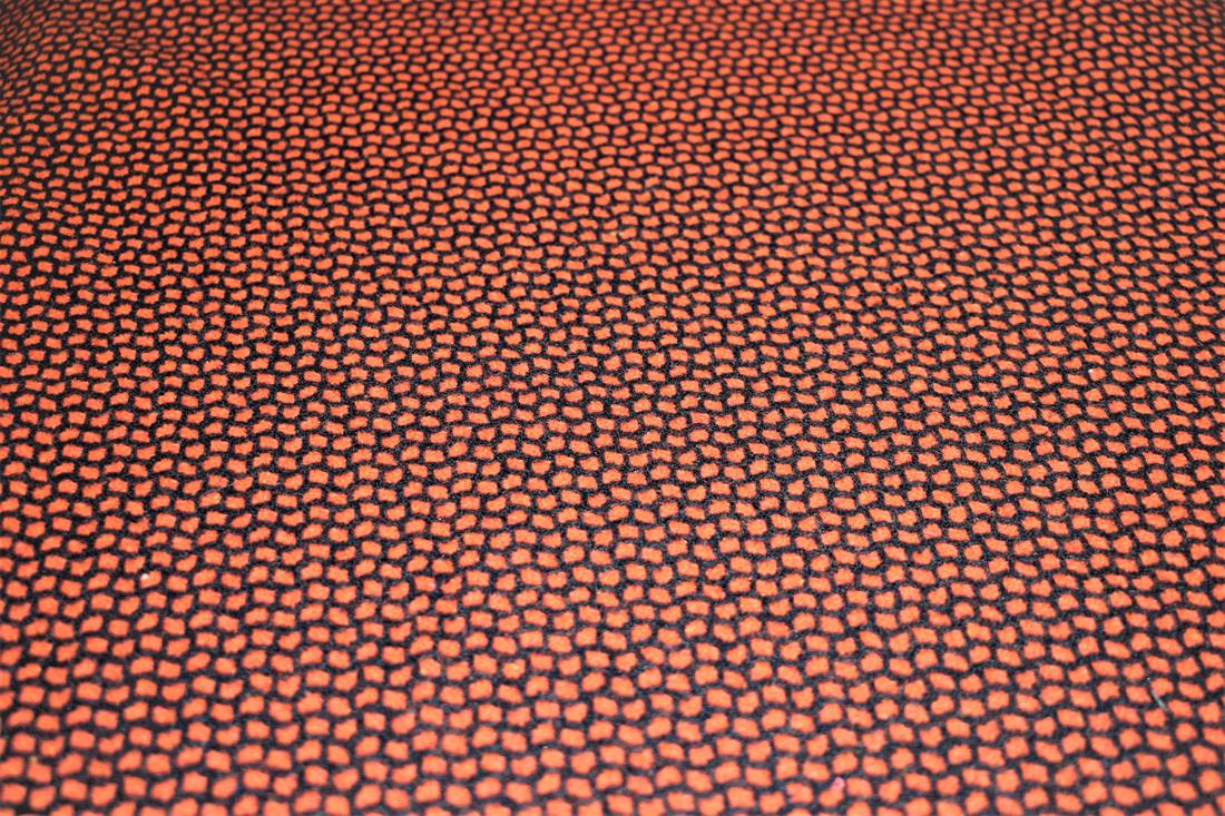 Orange & Black Printed Wool, 150cm , Width