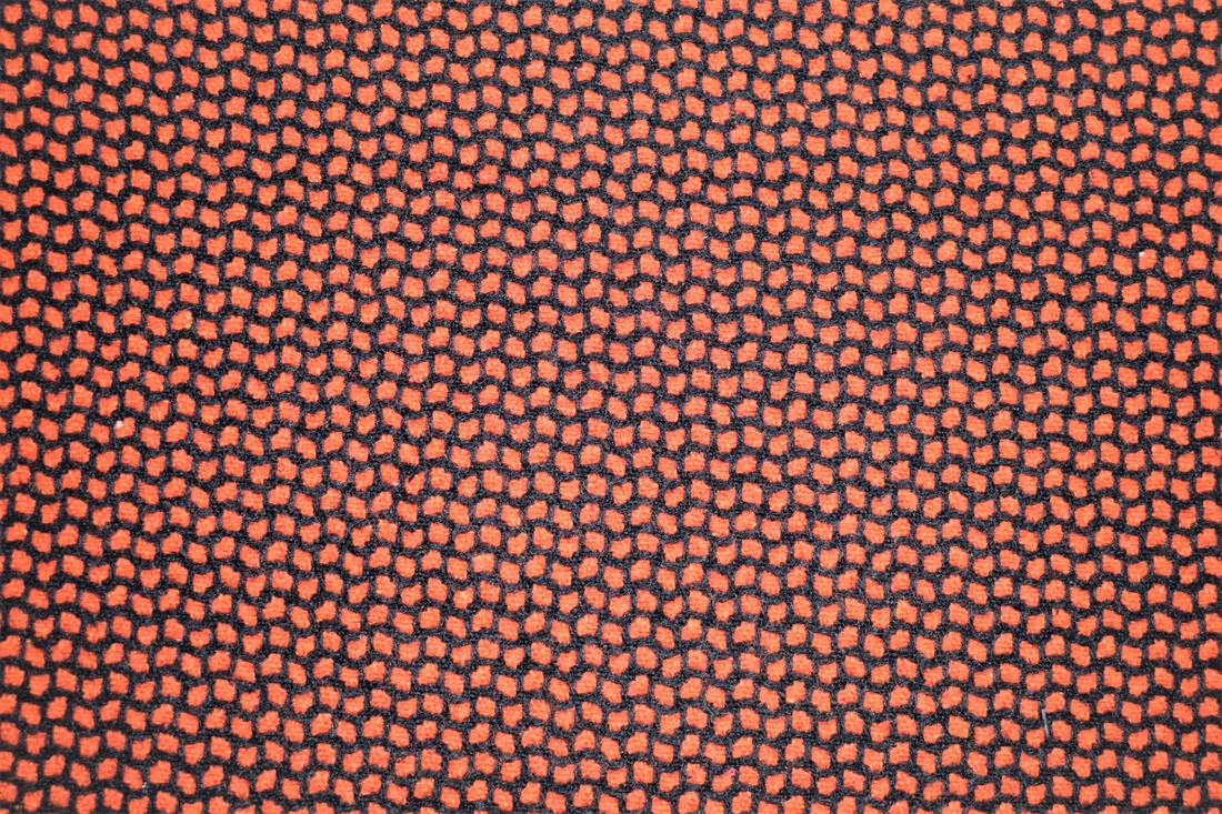 Orange & Black Printed Wool, 150cm , Width