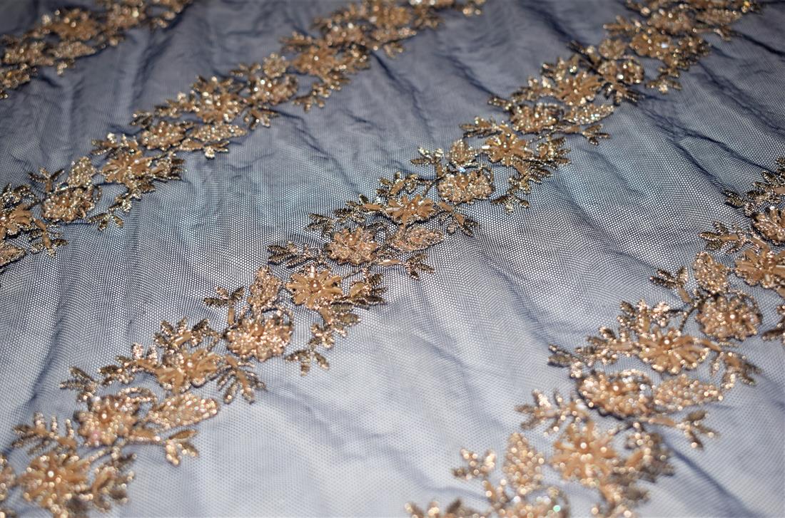 Navy Embroidered Bridal Lace