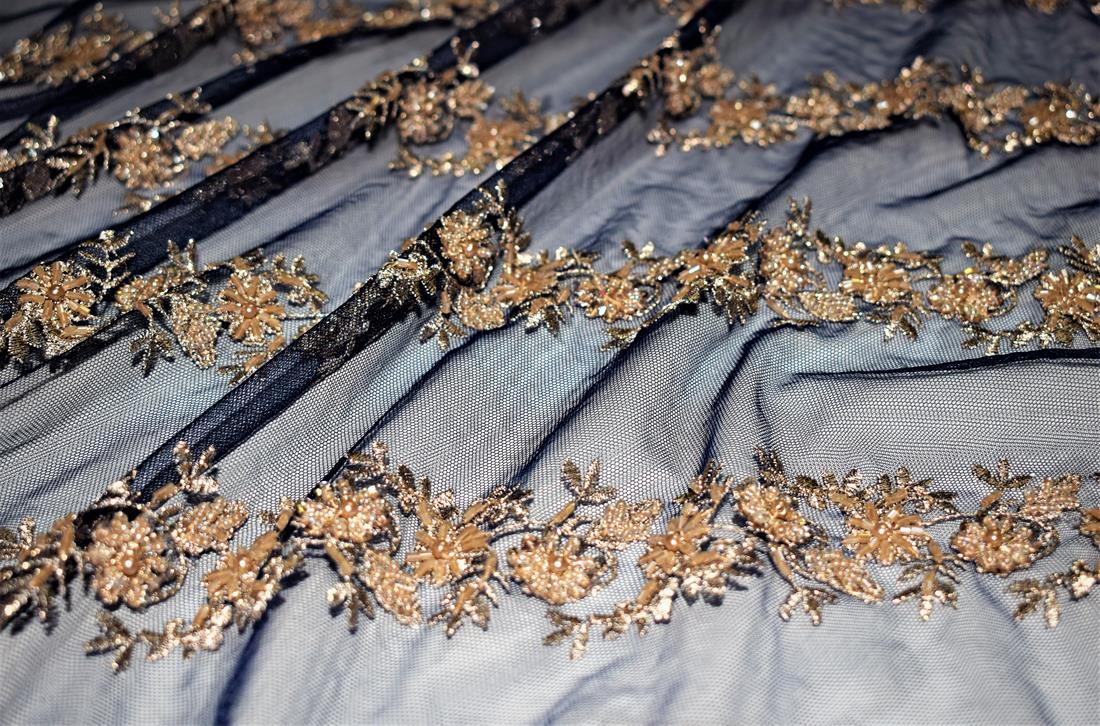 Navy Embroidered Bridal Lace