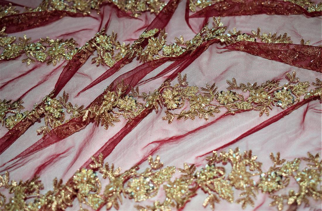 RED- Embroidered Bridal Lace