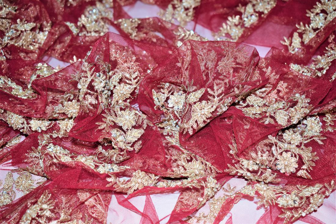 RED- Embroidered Bridal Lace