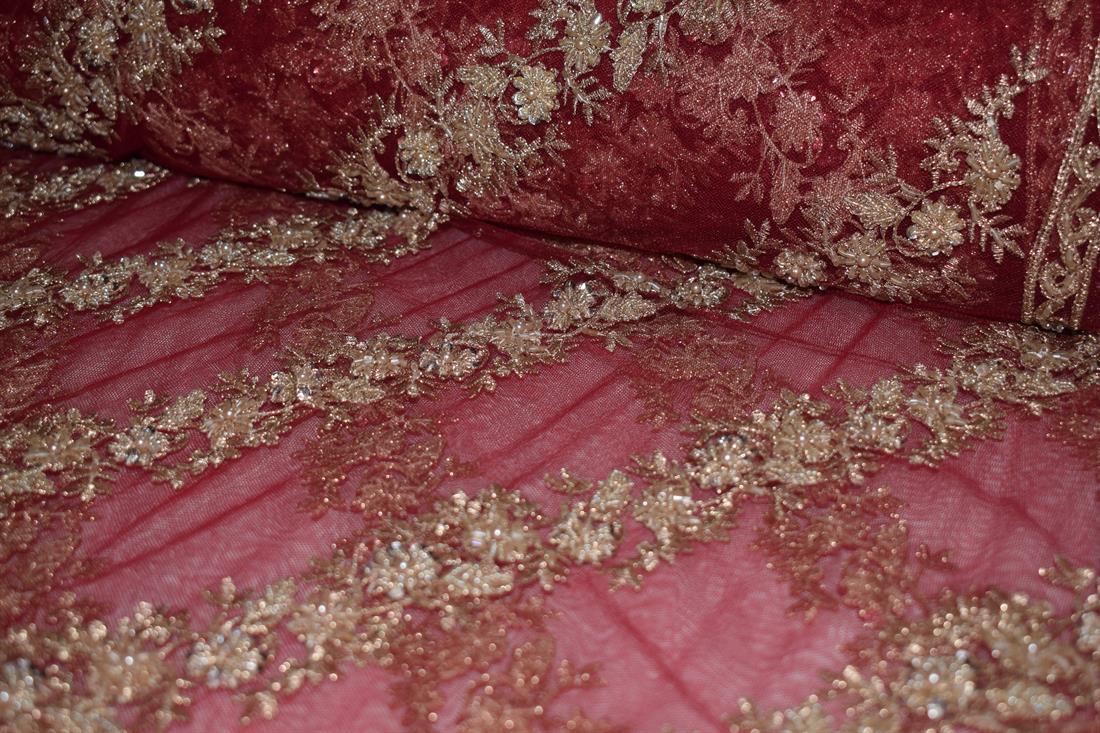RED- Embroidered Bridal Lace