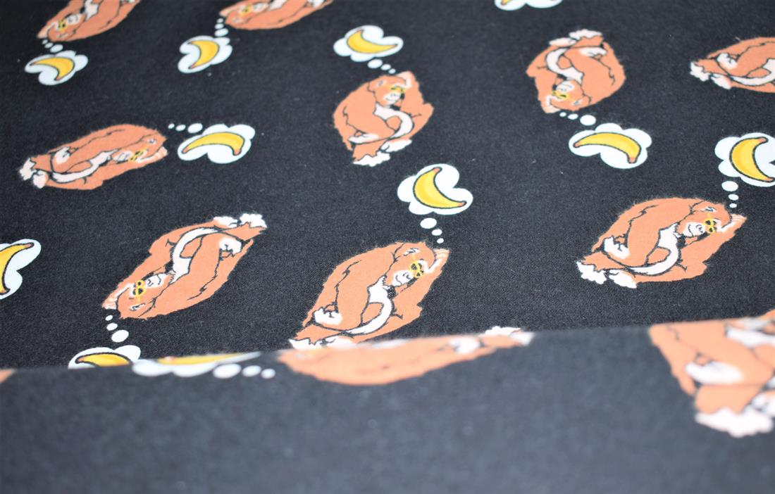 Black Soft Brushed 100%Flannel Cotton 110 Cm