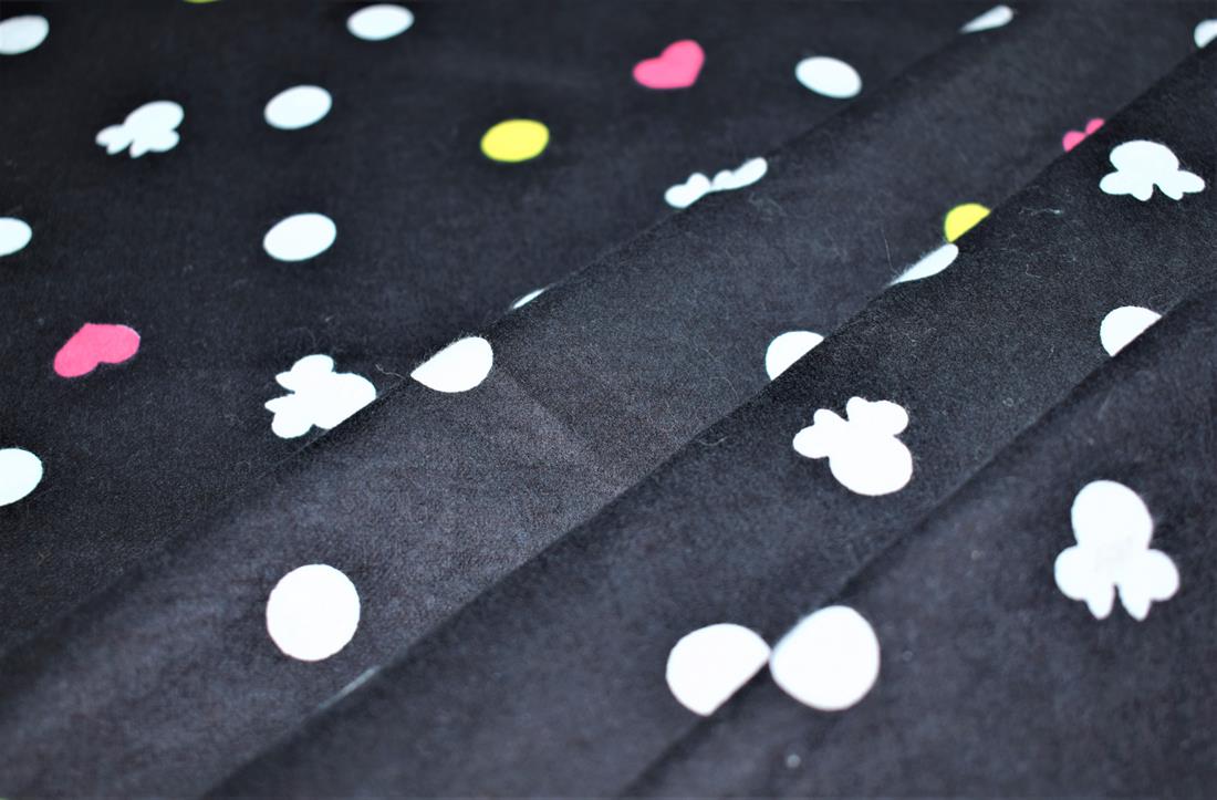 Black Soft Brushed 100%Flannel Cotton 110 Cm