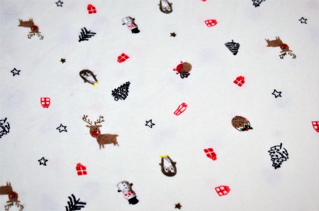 White Soft Brushed 100%Flannel Cotton Xmas 2019