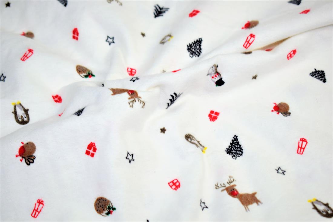 White Soft Brushed 100%Flannel Cotton Xmas 2019