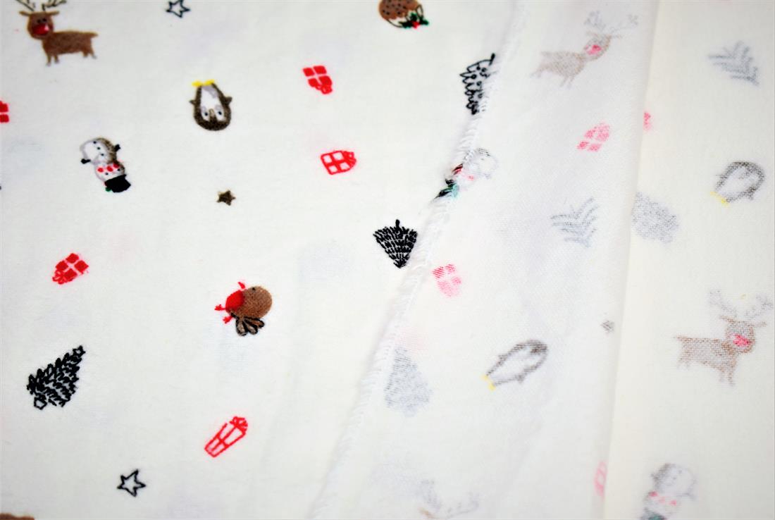 White Soft Brushed 100%Flannel Cotton Xmas 2019